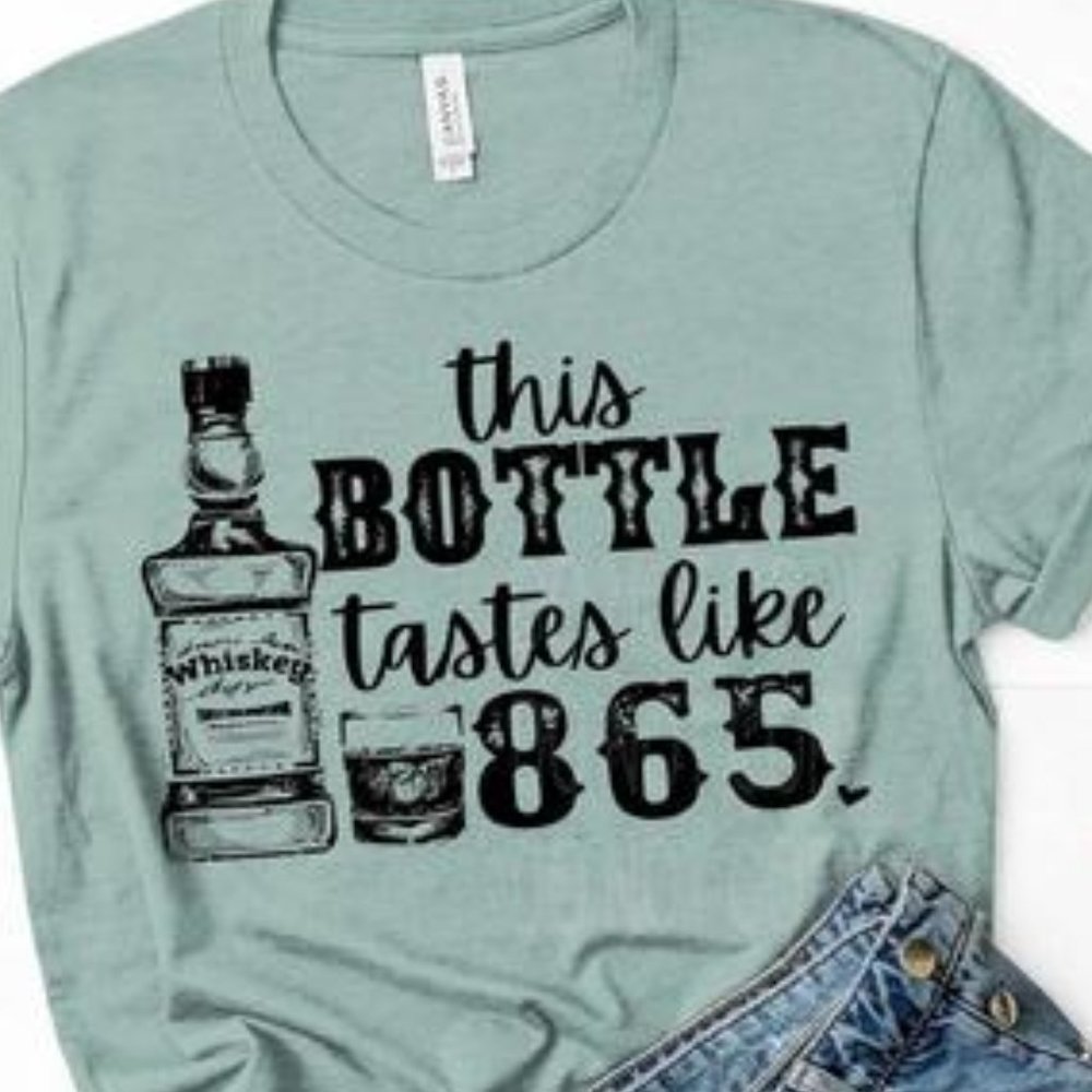 THIS BOTTLE TASTES LIKE 865 Handmade Graphic Tee - Picture 6 of 6